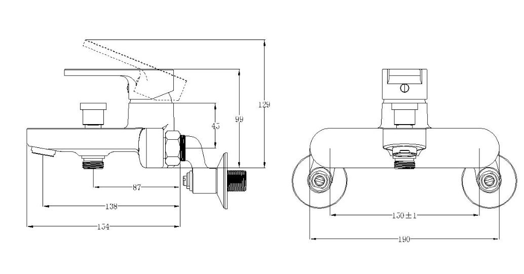 Bản vẽ kỹ thuật sen tắm caesar S573 C