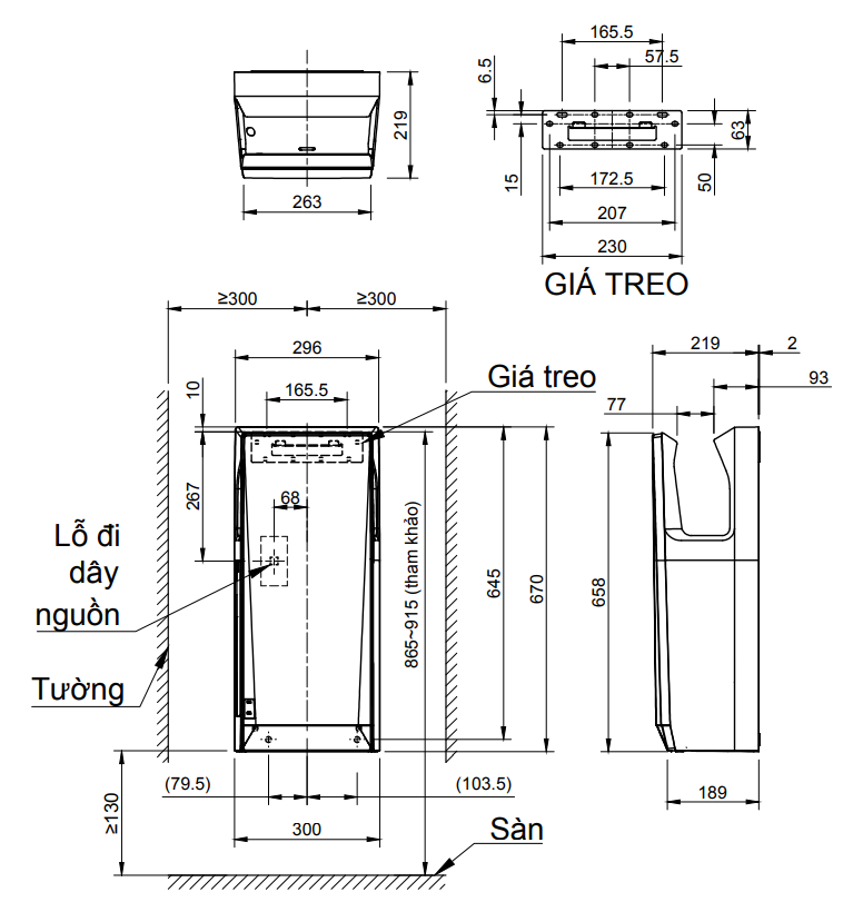 Bản vẽ kỹ thuật máy sấy tay tự động JT-SB216KSN-W-E INAX