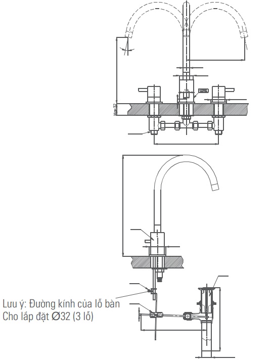 Bản vẽ kỹ thuật vòi Inax nóng lạnh LFV-7000B