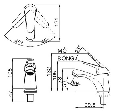 Bản vẽ kỹ thuật vòi lạnh inax LFV-20SP