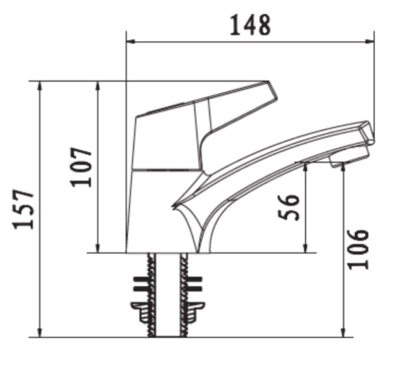 Bản vẽ kỹ thuật vòi chậu lavabo nước lạnh American W126