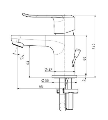 Bản vẽ kỹ thuật vòi chậu lavabo nóng lạnh american WF0701 