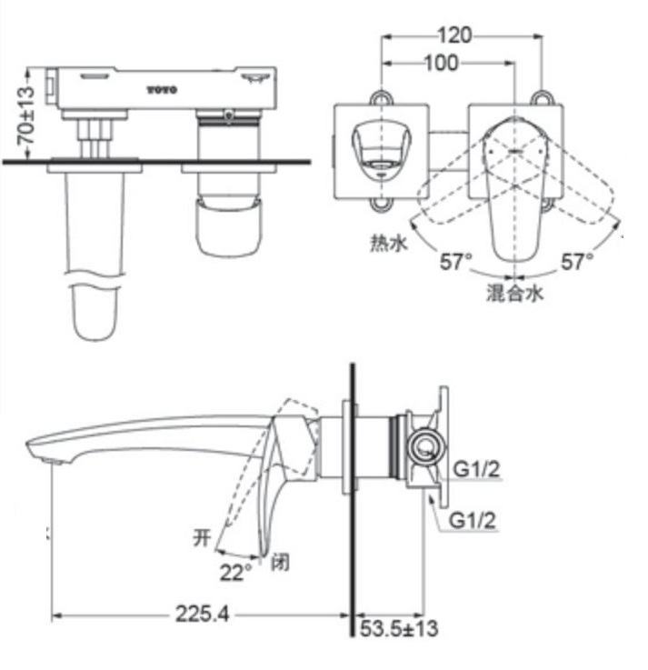 Bản vẽ kỹ thuật vòi TOTO TLG09308B