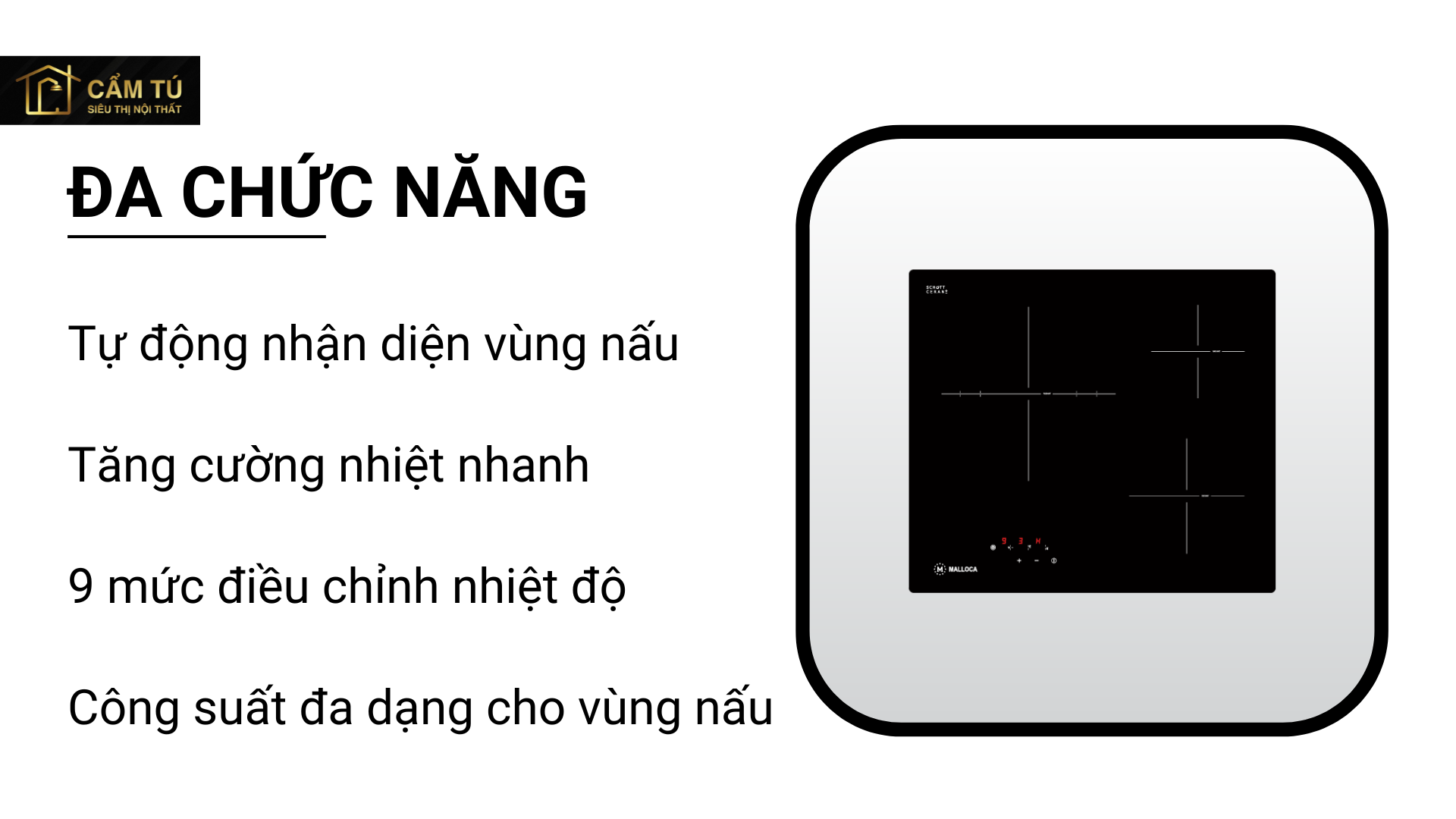 Bếp Điện Hồng Ngoại Malloca MR 593 Có 3 Vùng Nấu Đa Dụng