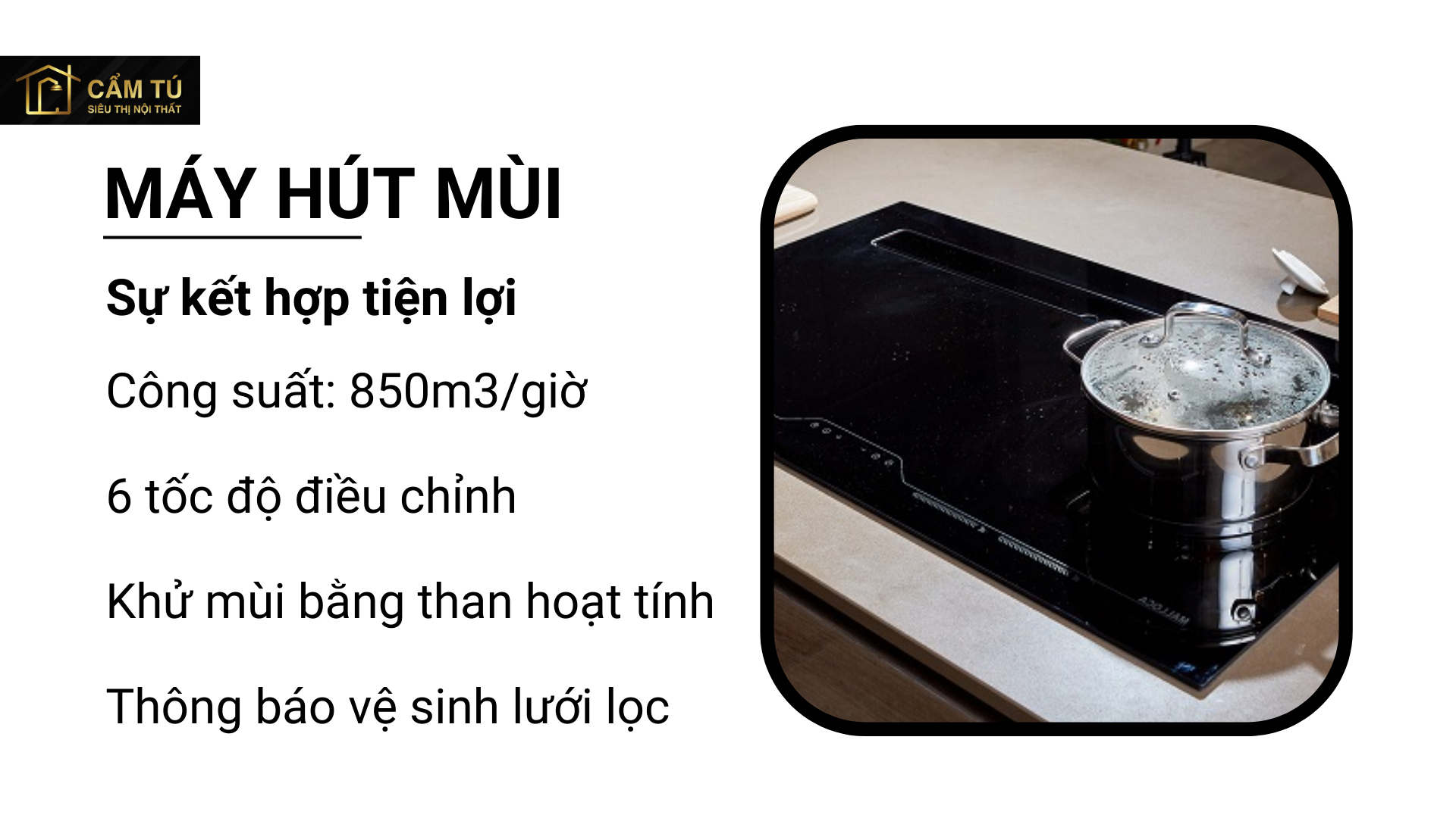 Bếp Điện Từ Malloca HIH-904 SLIM Kết Hợp Máy Hút Đa Dụng