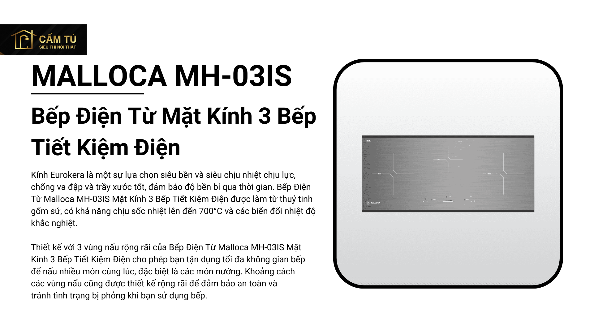 Bếp Điện Từ Malloca MH-03IS Mặt Kính 3 Bếp Tiết Kiệm Điện