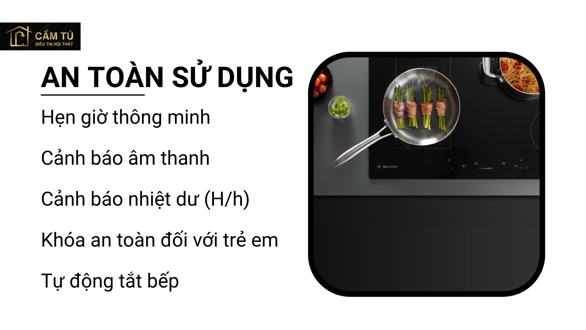 Bếp Điện Từ Malloca MH-04I BM Kính Âm 4 Bếp Tiêt Kiệm Điện