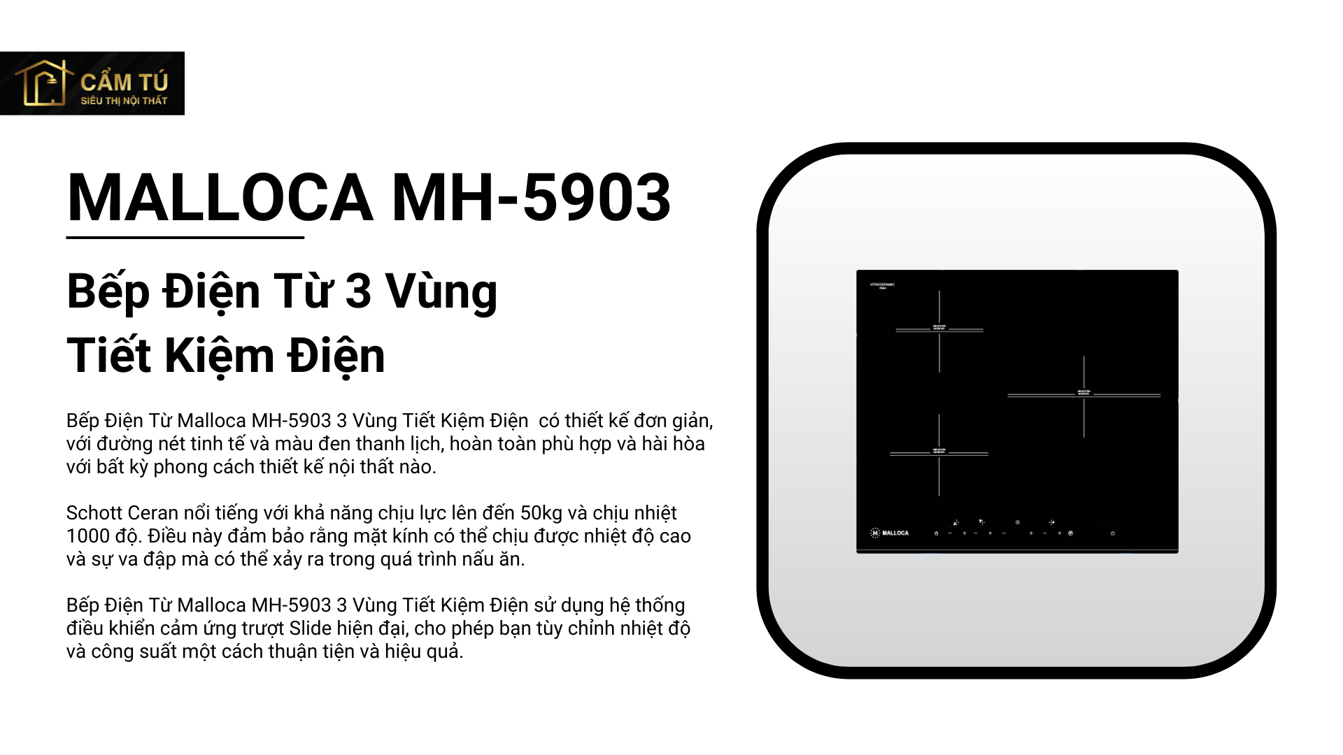 Bếp Điện Từ Malloca MH-5903 3 Vùng Tiết Kiệm Điện