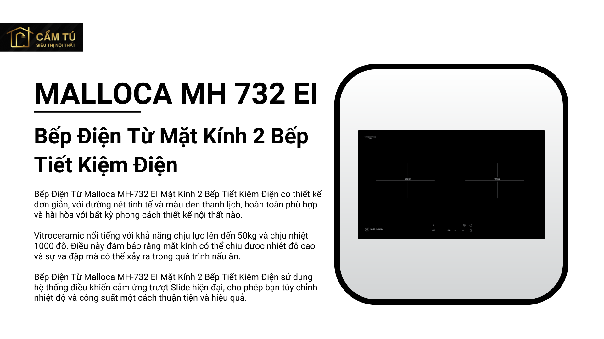 Bếp Điện Từ Malloca MH-732 EI Mặt Kính 2 Bếp Tiết Kiệm Điện