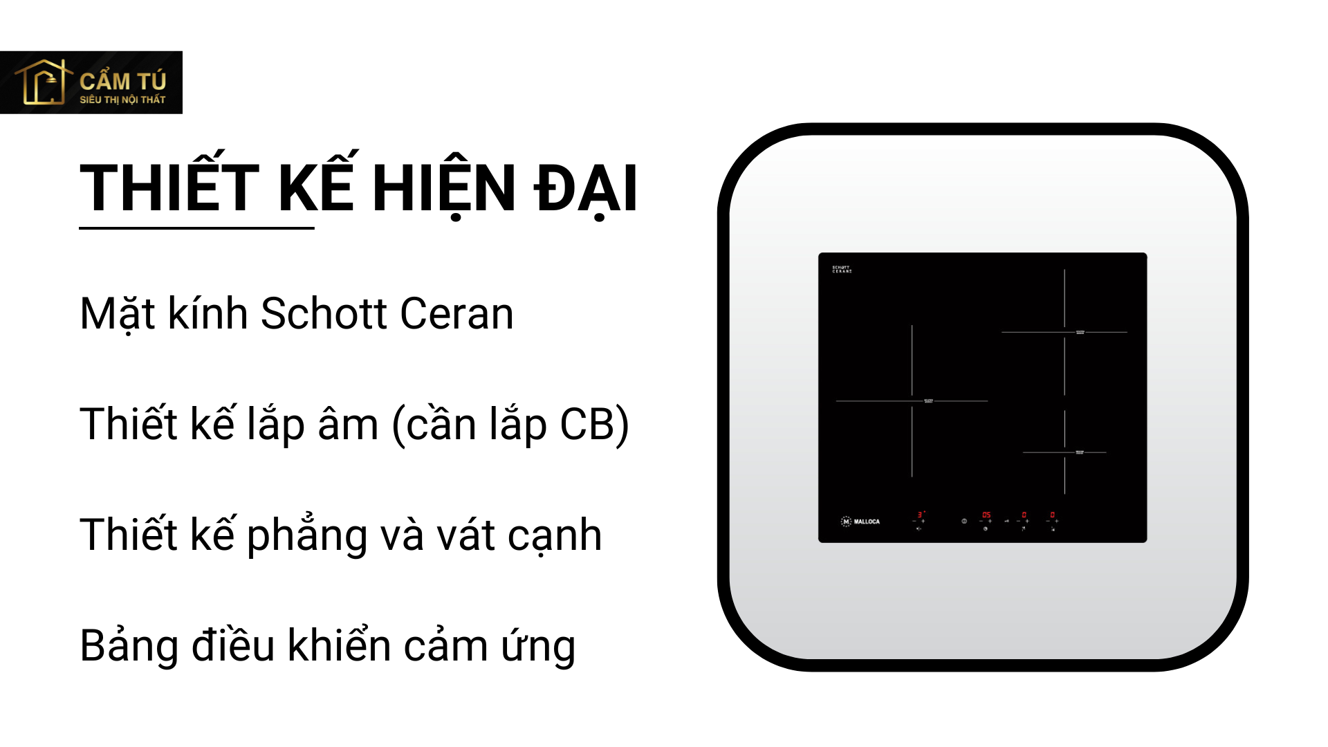 Bếp Điện Từ Malloca MI 593 BN Mặt Kính 3 Bếp Tiết Kiệm Điện