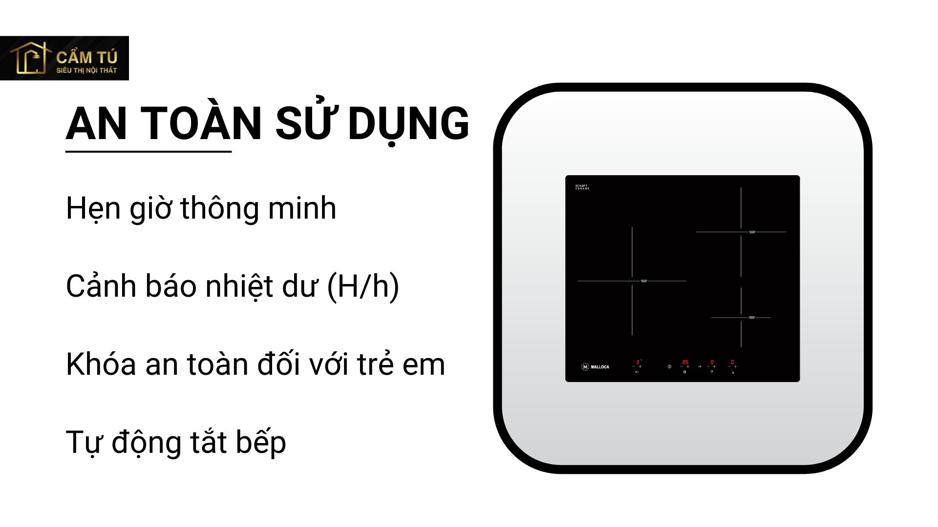 Bếp Điện Từ Malloca MI 593 BN Mặt Kính 3 Bếp Tiết Kiệm Điện