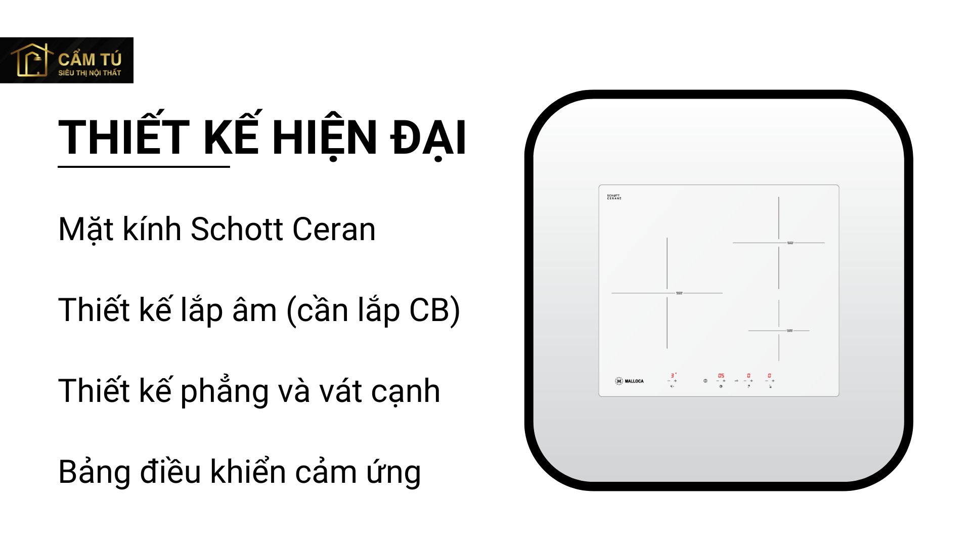 Bếp Điện Từ Malloca MI 593 WN Mặt Kính 3 Bếp Tiết Kiệm Điện