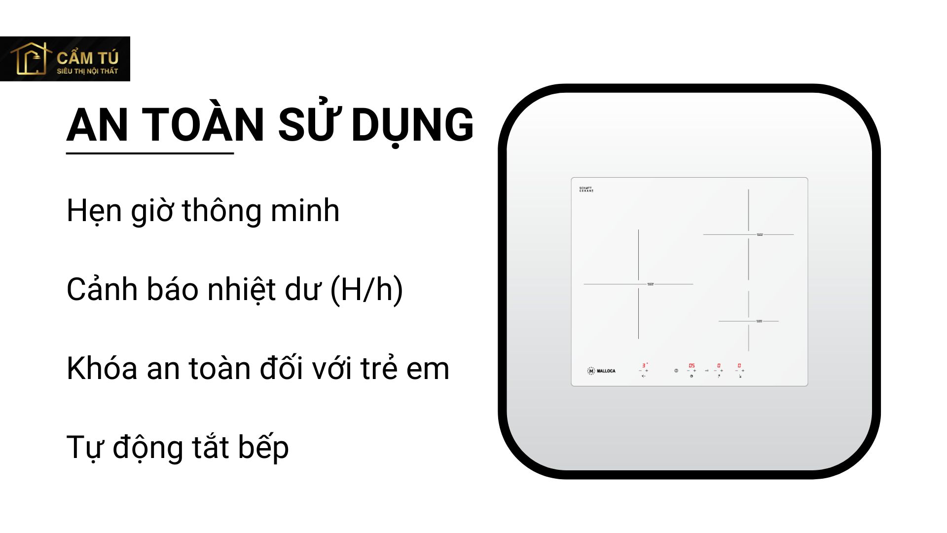 Bếp Điện Từ Malloca MI 593 WN Mặt Kính 3 Bếp Tiết Kiệm Điện