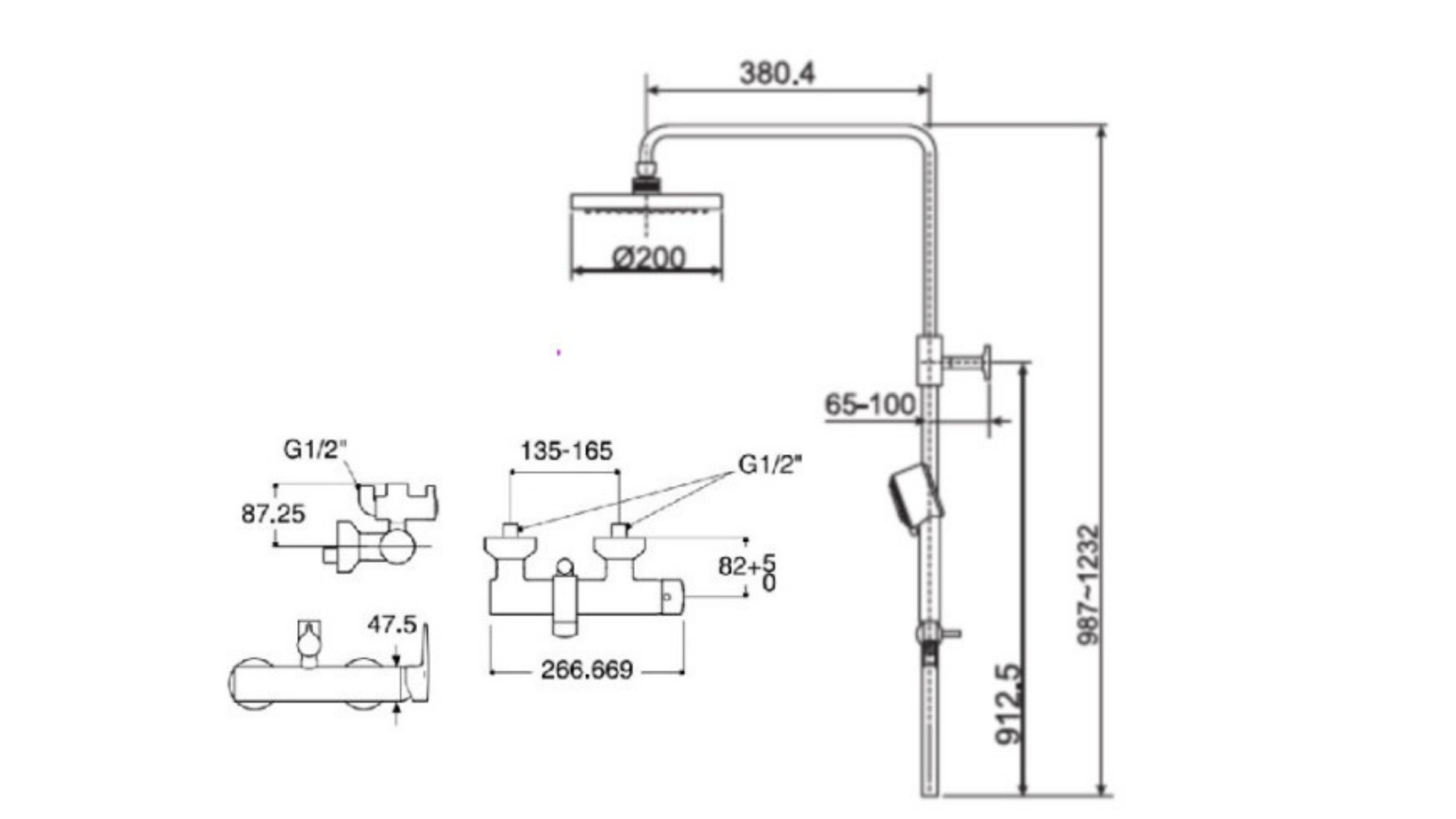 Bộ Cây Sen Phun Mưa American Standard WF-0572/D20S