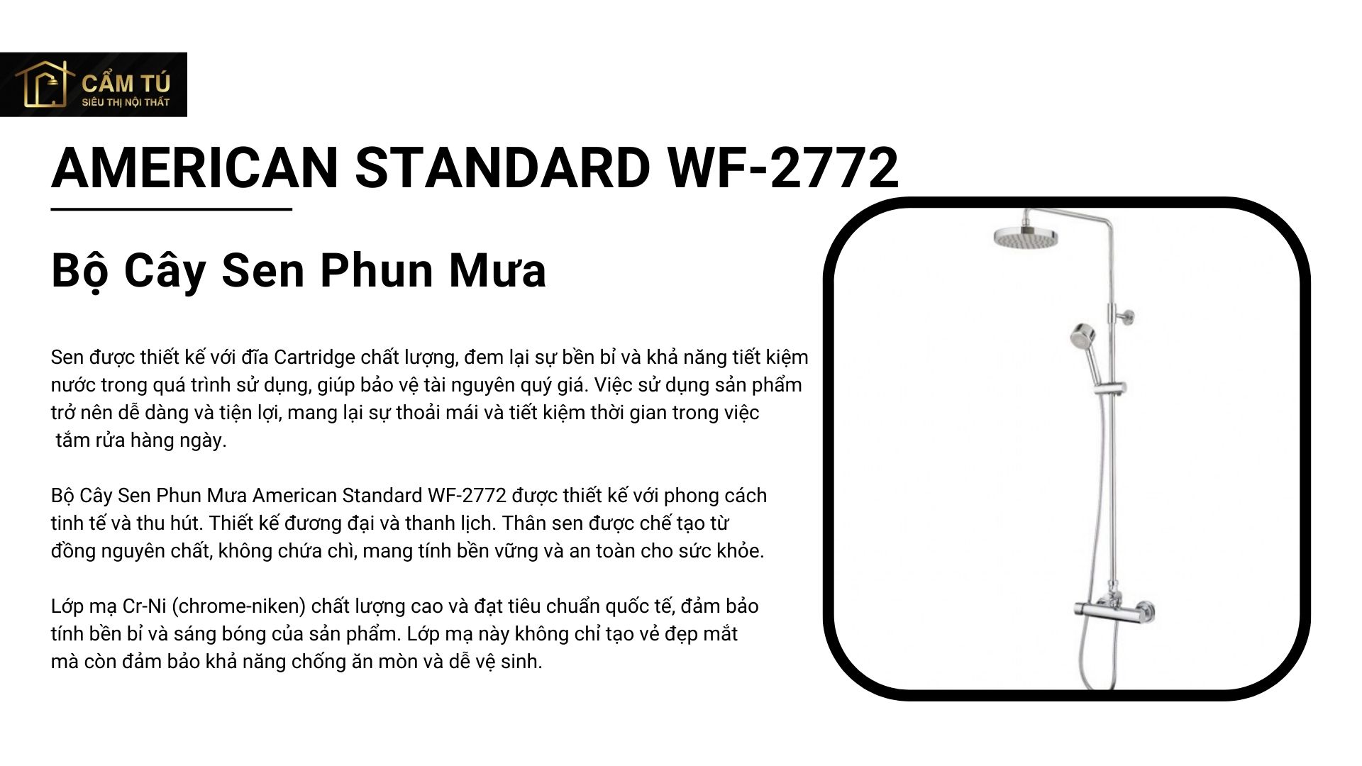 Bộ Cây Sen Phun Mưa American Standard WF-2772/A-6110.978.904 (D200)