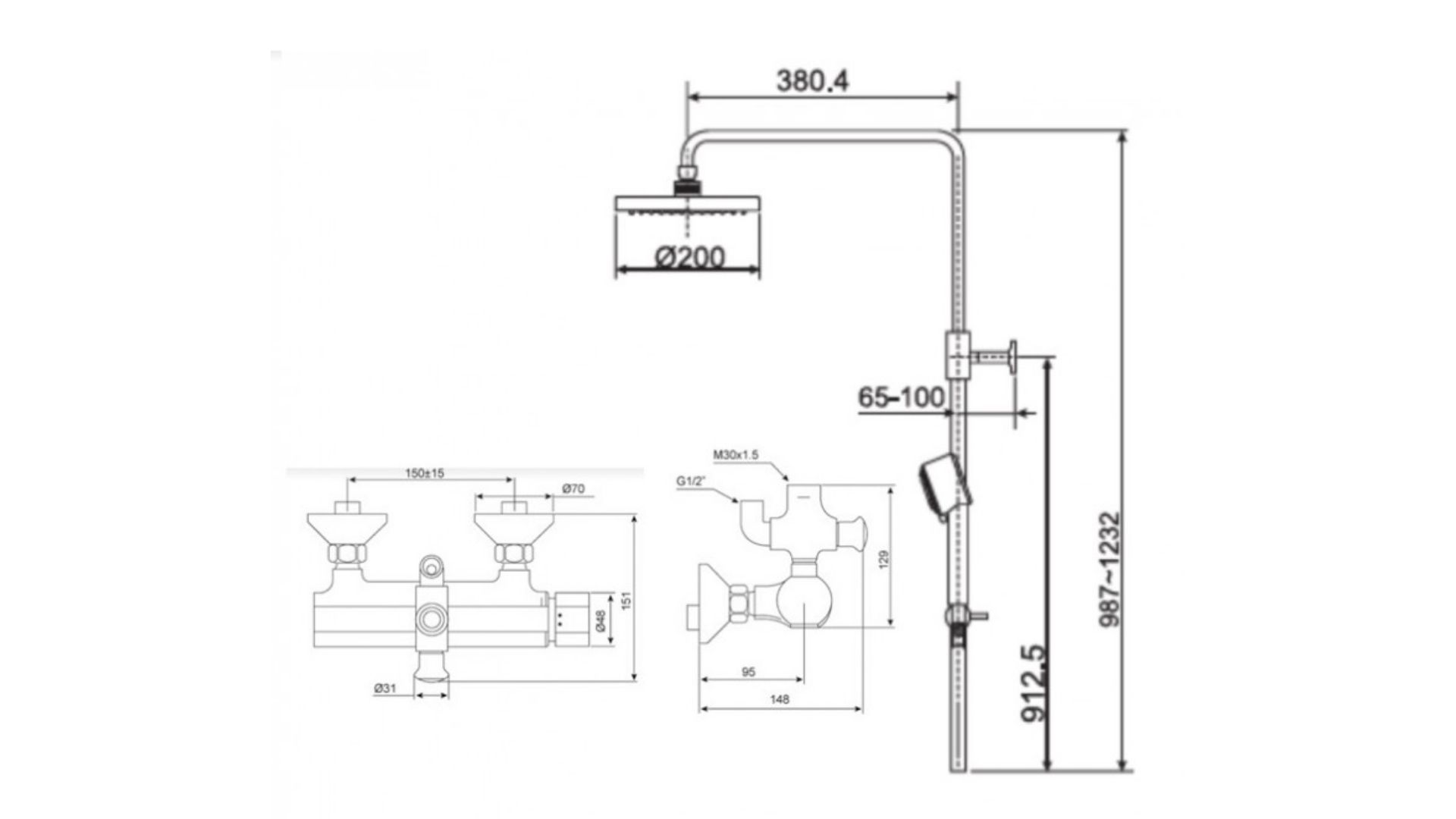 Bộ Cây Sen Phun Mưa American Standard WF-2772/A-6110.978.904 (D200)