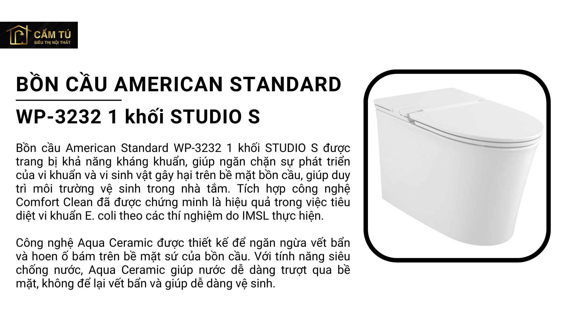 Bồn cầu 1 khối STUDIO S American Standard WP-3232