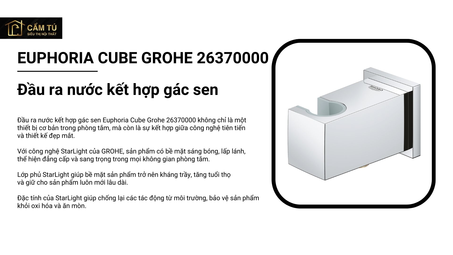 Đầu ra nước kết hợp gác sen Euphoria Cube  Grohe 26370000