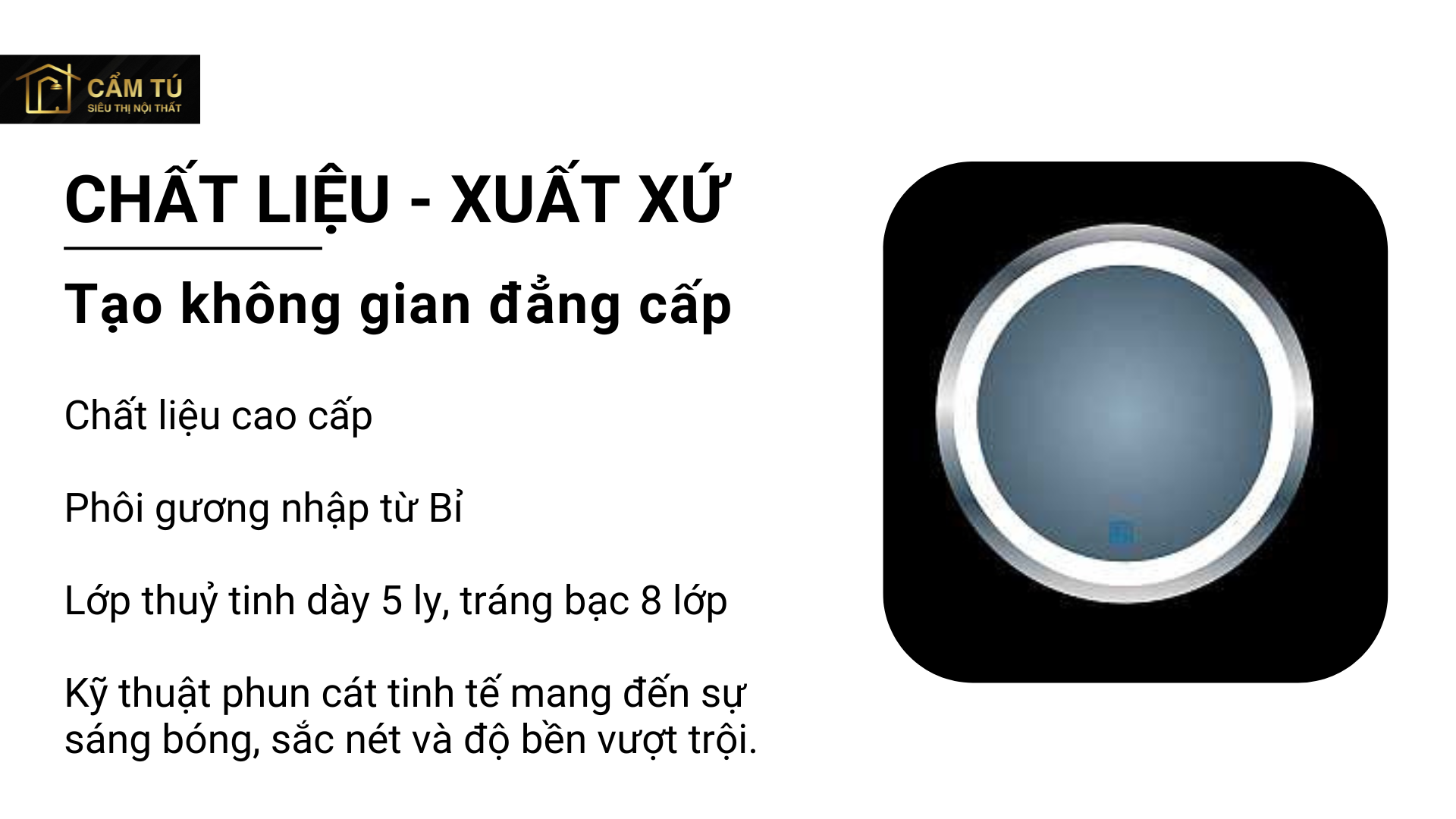 Gương tròn trang điểm treo tường có đèn led ROLAND G8