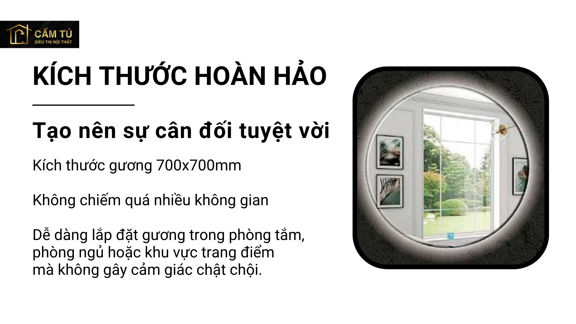 Gương tròn trang điểm treo tường có đèn led ROLAND G8