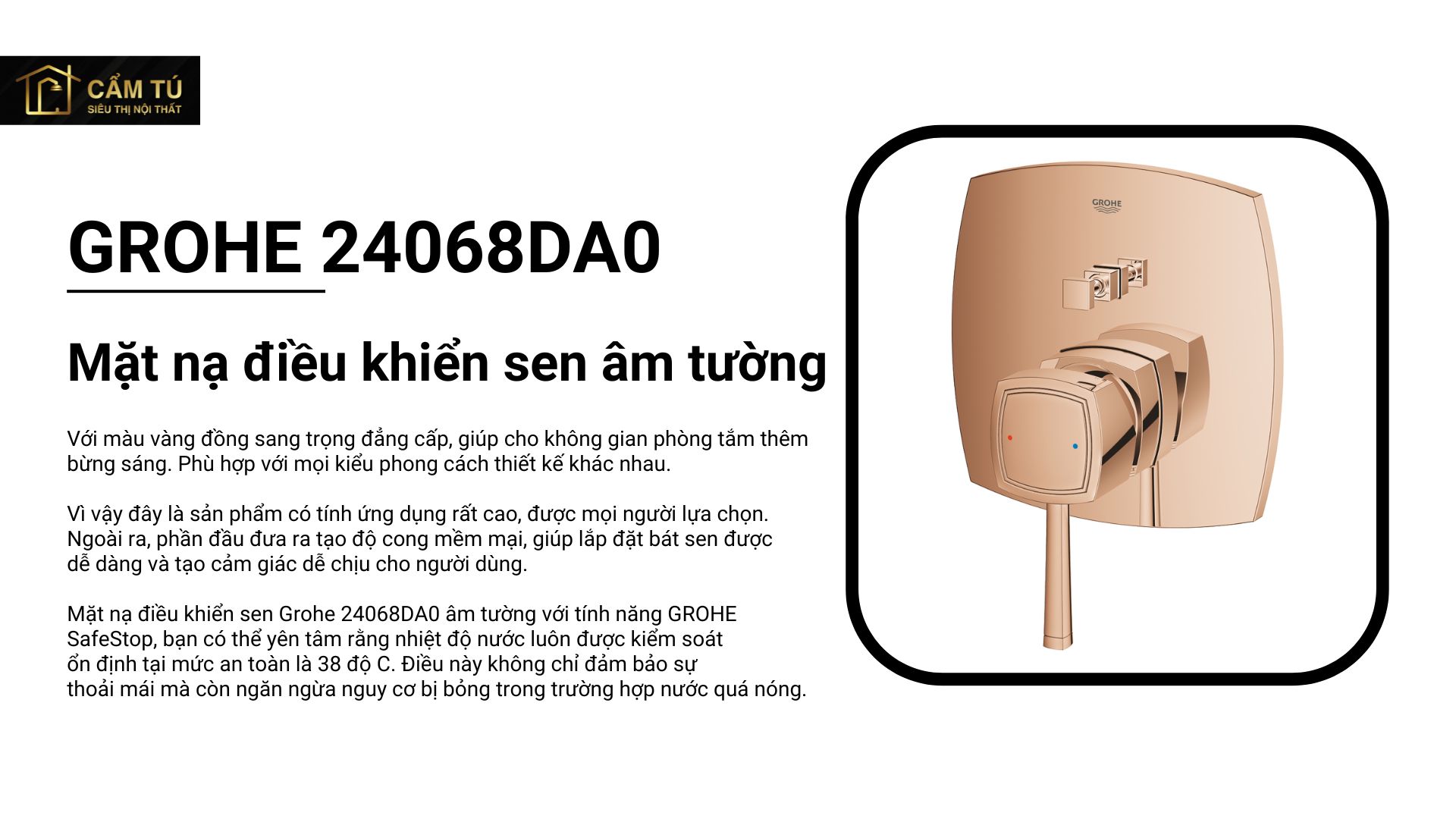 Mặt nạ điều khiển sen Grohe 24068DA0 âm tường