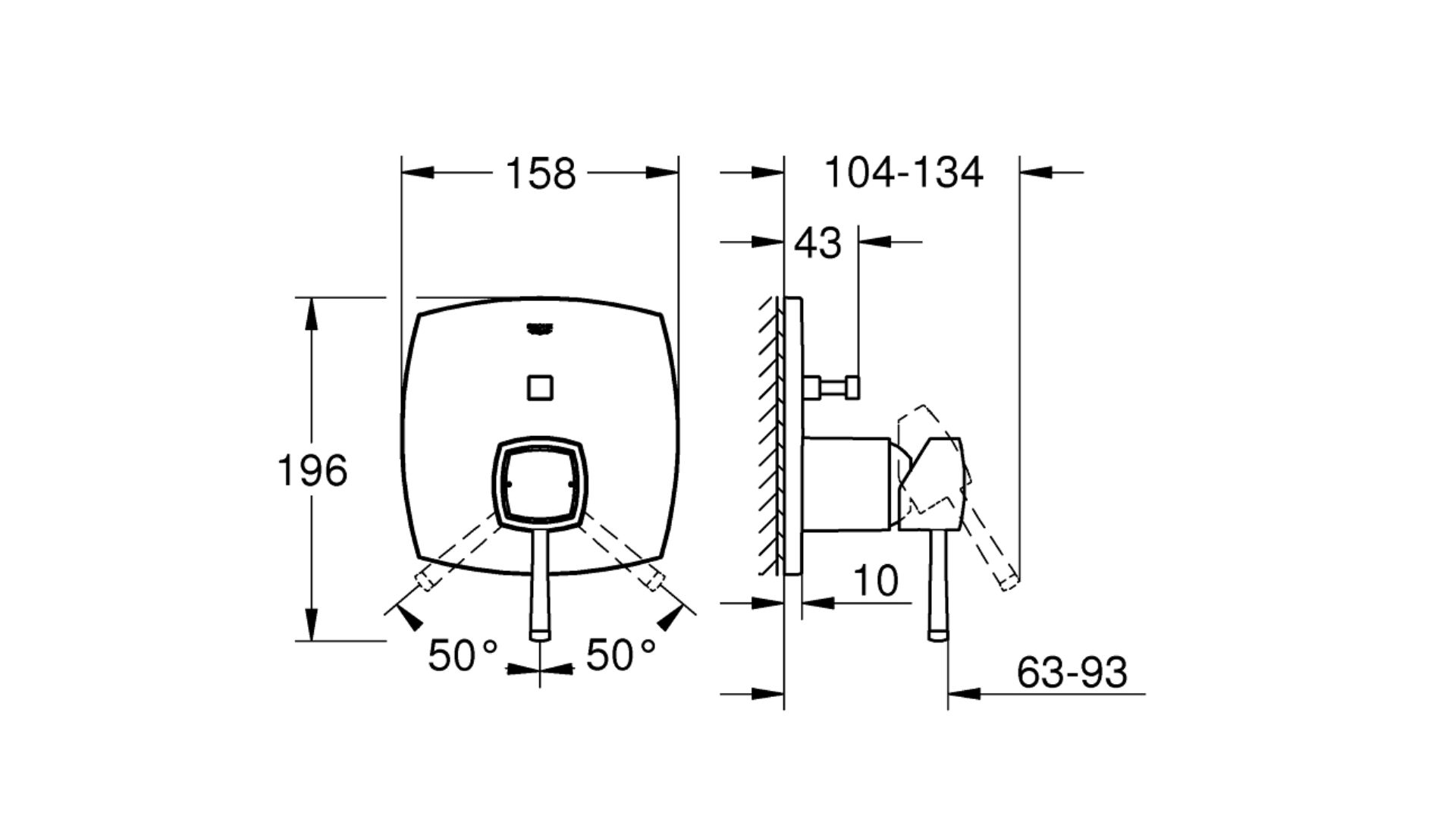 Mặt nạ điều khiển sen Grohe 24068DA0 âm tường