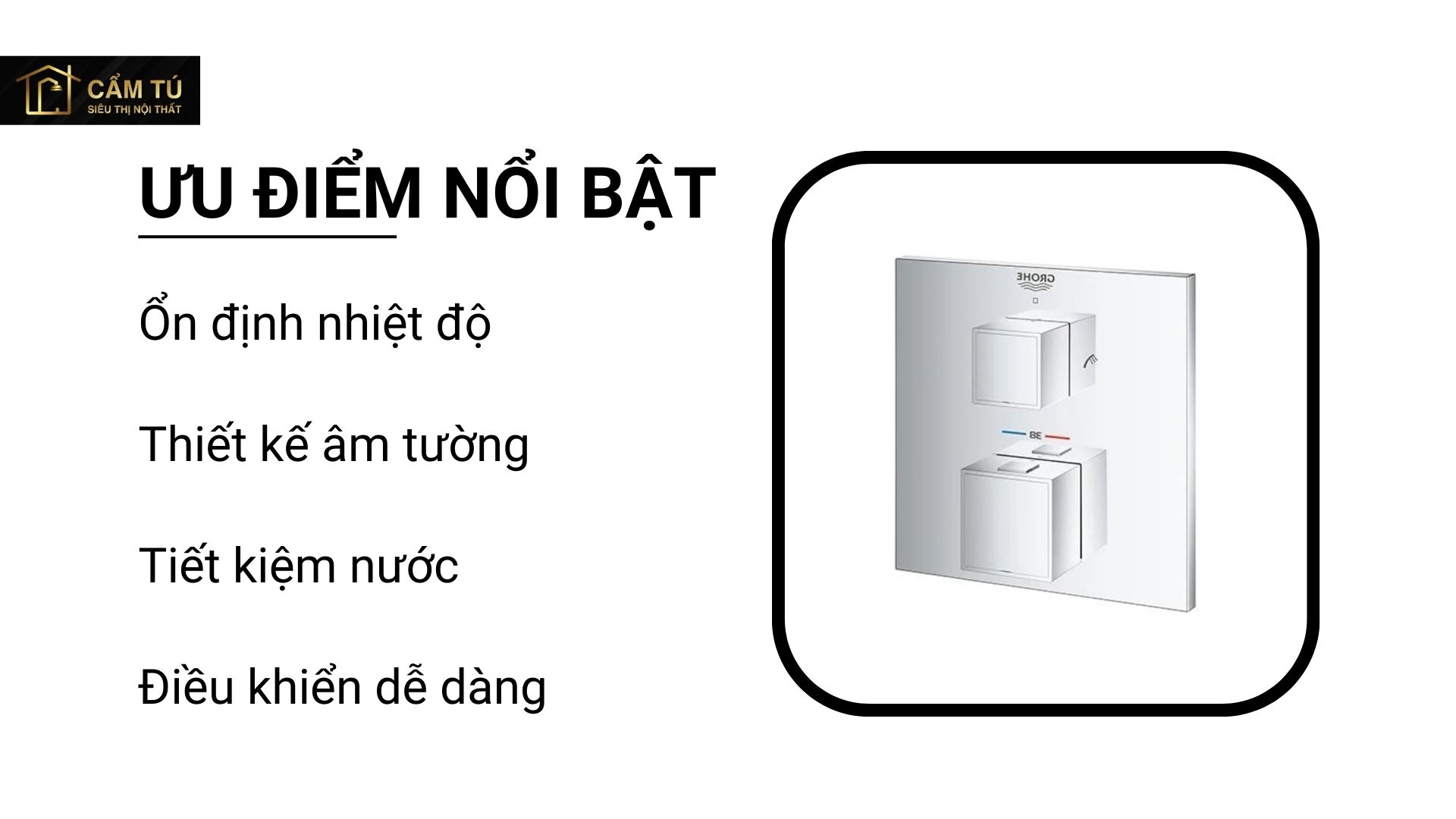 Mặt nạ điều khiển sen tắm ổn nhiệt hơn tại Gotham Grohe 24154000