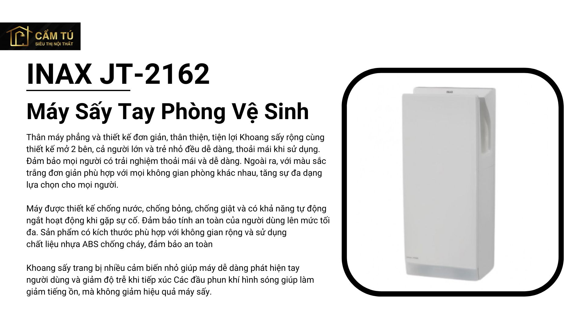 Máy Sấy Tay Inax JT-2162 Phòng Vệ Sinh