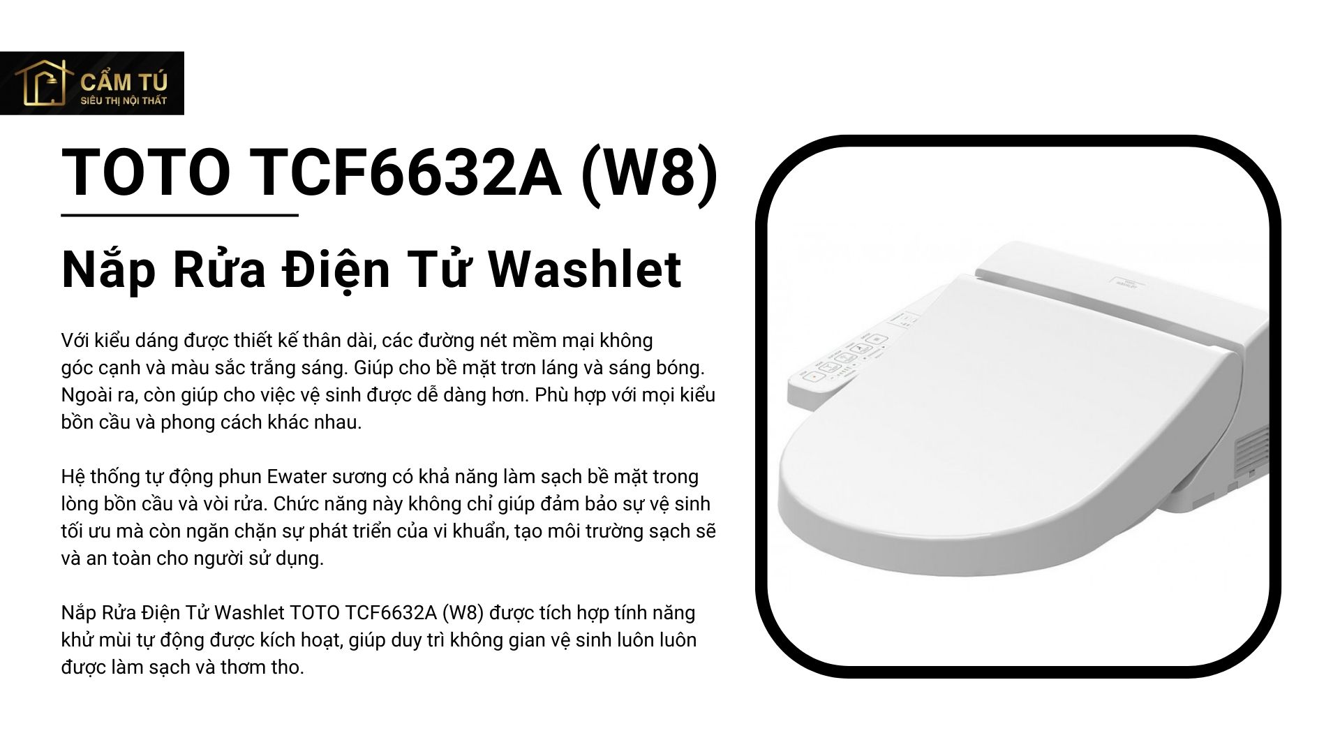 Nắp Rửa Điện Tử Washlet TOTO TCF6632A (W8)