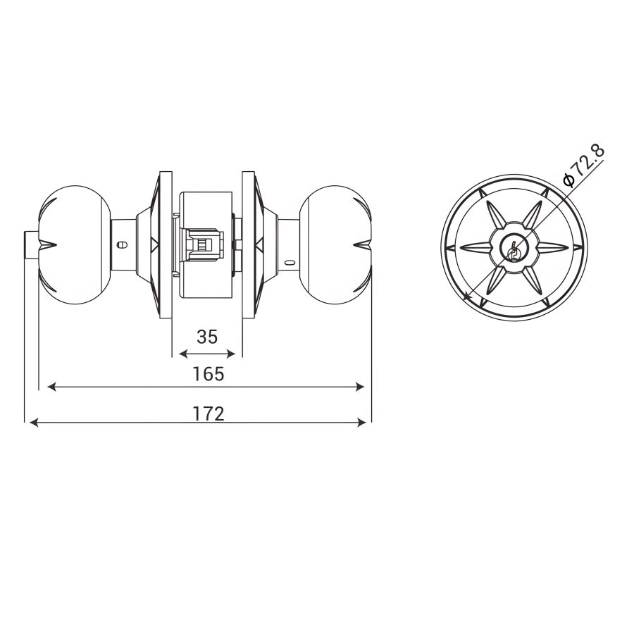 Bản vẽ Khóa tay nắm tròn Huy Hoàng EX 02