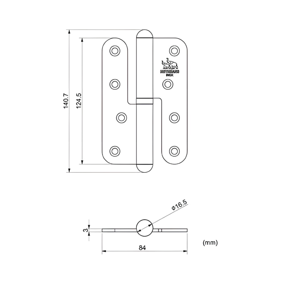 Bản vẽ Bản lề cối Huy Hoàng Inox 01