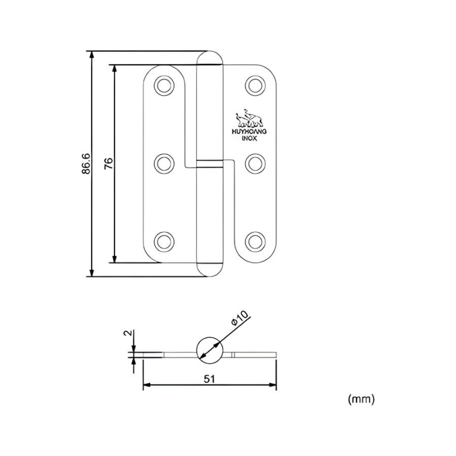 Bản vẽ Bản lề cối Huy Hoàng Inox 03
