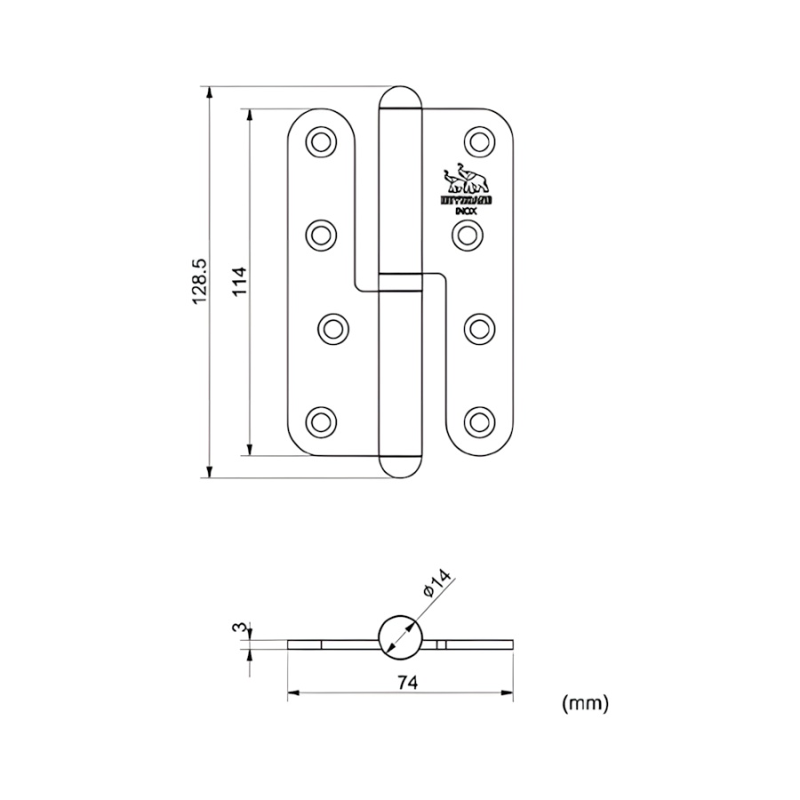 Bản vẽ Bản lề cối Huy Hoàng Inox 04