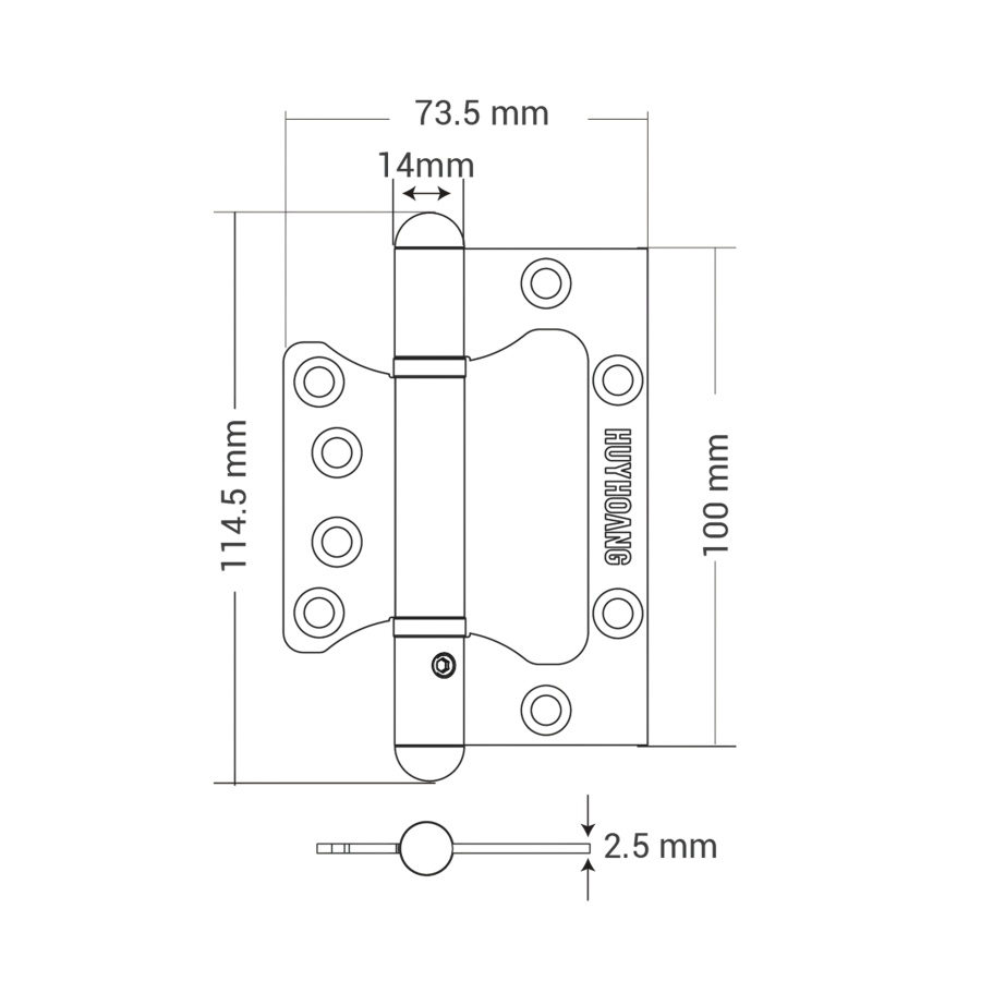 Bản vẽ Bản lề bướm Huy Hoàng inox 02