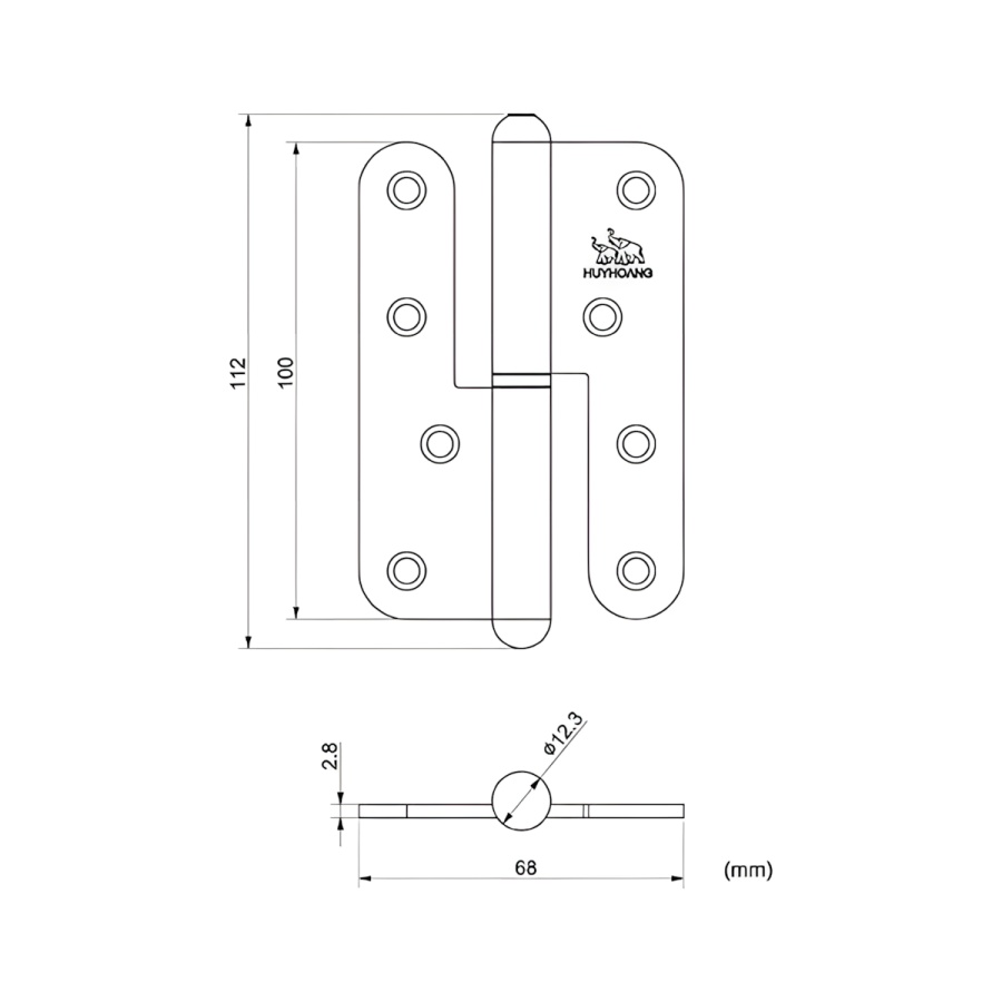 Bản vẽ Bản lề cối tôn Huy Hoàng 02 Sơn đen