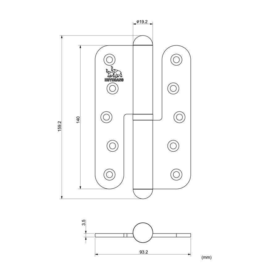 Bản vẽ Bản lề cối tôn Huy Hoàng 05 sơn zi vàng