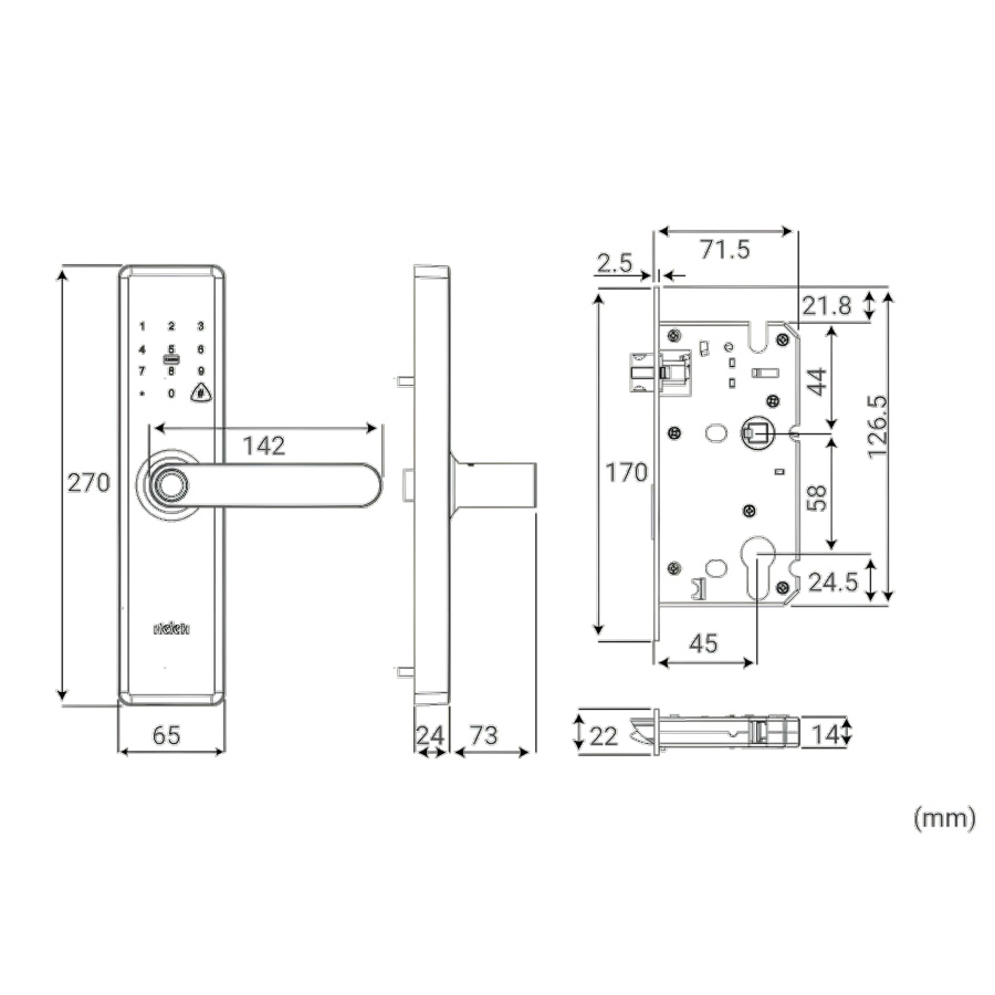 Bản vẽ Khóa điện tử vân tay HeleH 18