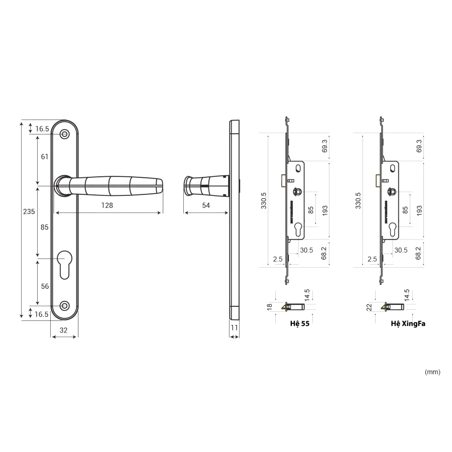 Khóa tay nắm đa điểm Huy Hoàng APEX66 Điện Zi TiTan