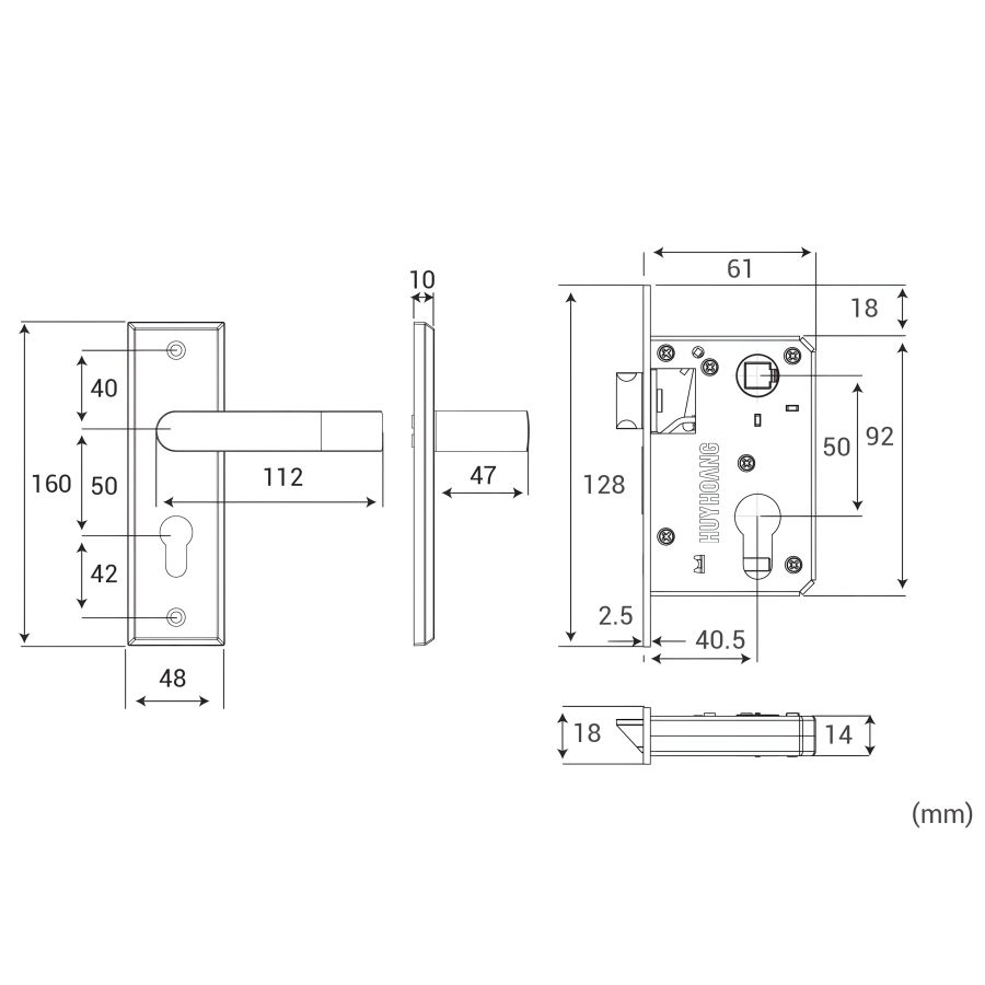 Bản vẽ Khóa tay nắm Huy Hoàng EX 5010