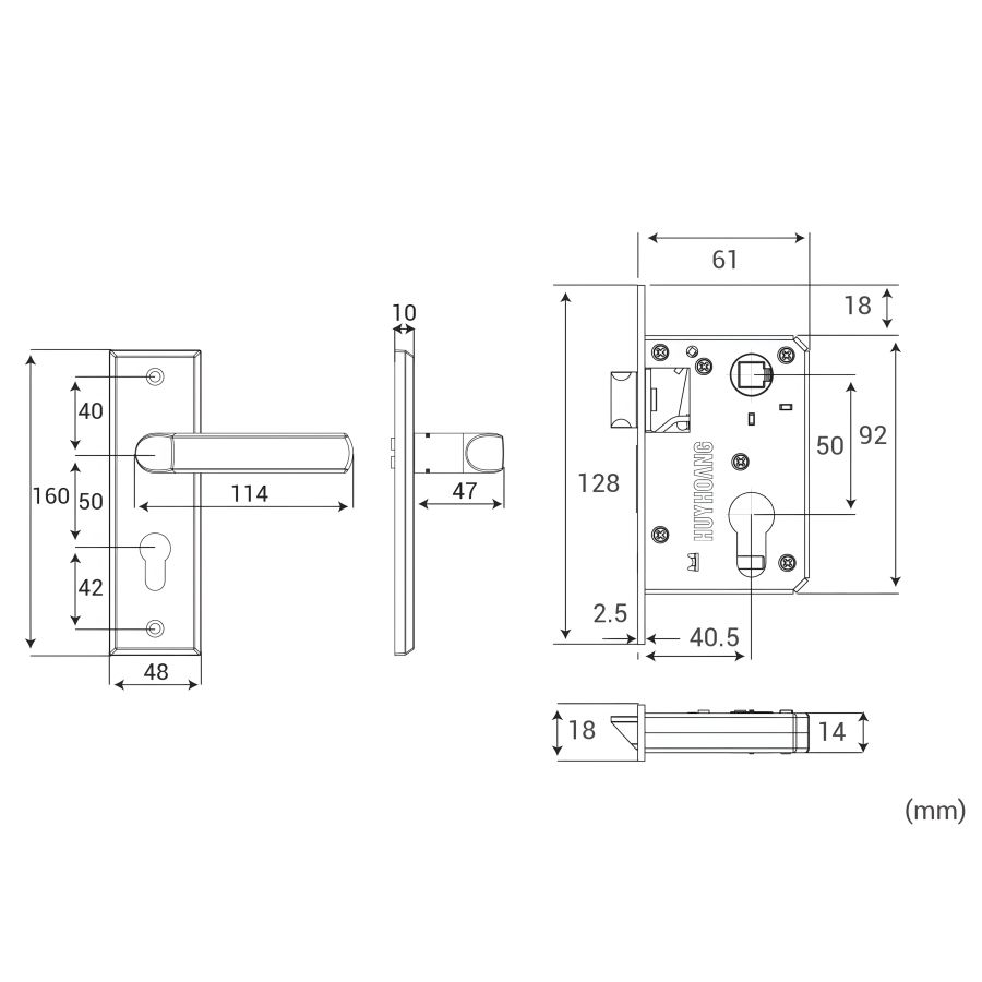 Bản vẽ Khóa tay nắm Huy Hoàng EX 5033