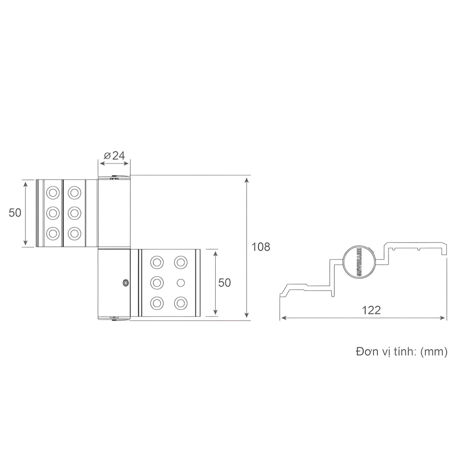 Bản vẽ Bản lề Huy Hoàng 2D 4 cánh Xingfa Sơn trắnga