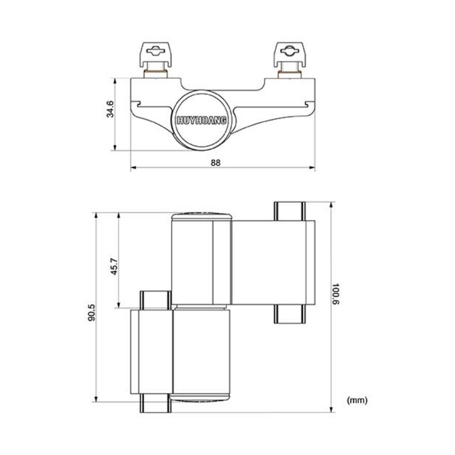 Bản vẽ Bản lề lá Huy Hoàng 3D 2 cánh Sơn đen