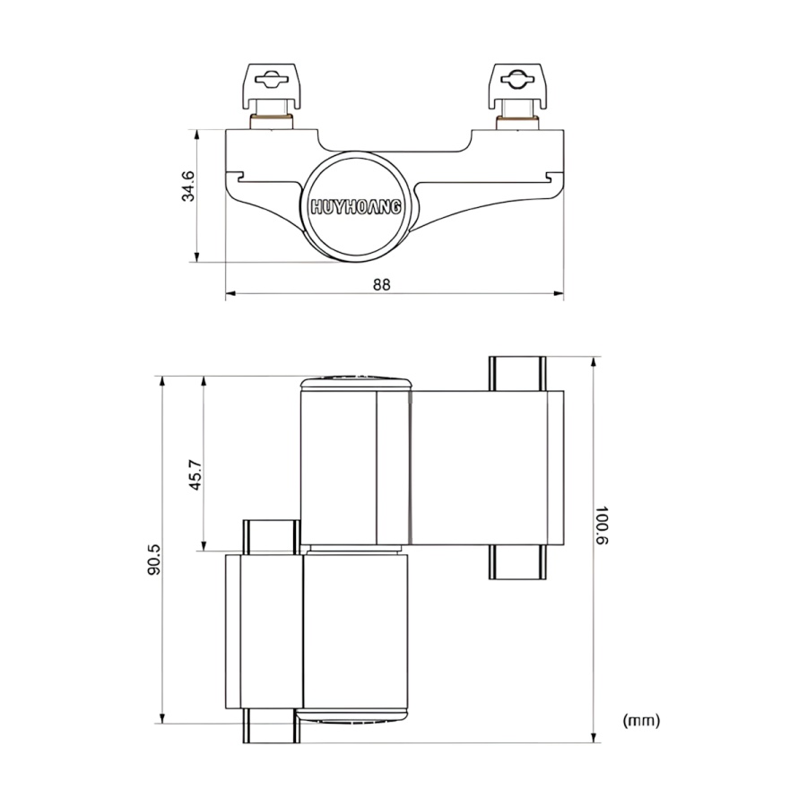 Bản vẽ Bản lề lá Huy Hoàng 3D 2 cánh Sơn trắng
