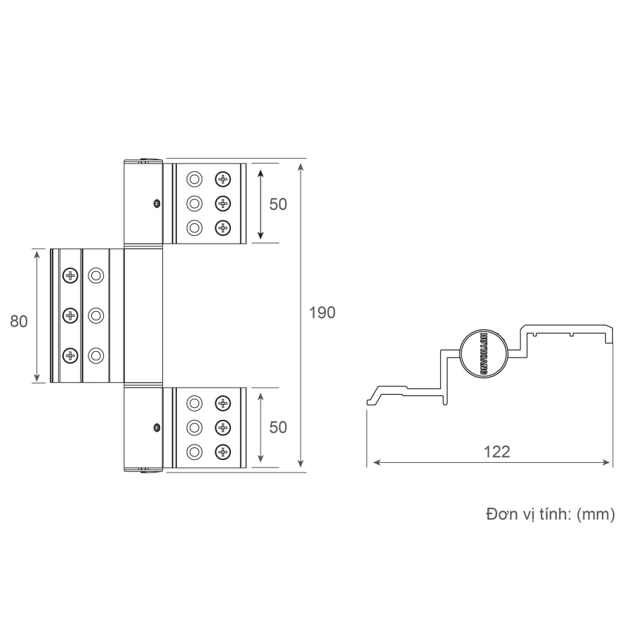 Bản vẽ Bản lề Huy Hoàng 4D 4 cánh Xingfa Sơn Trắng