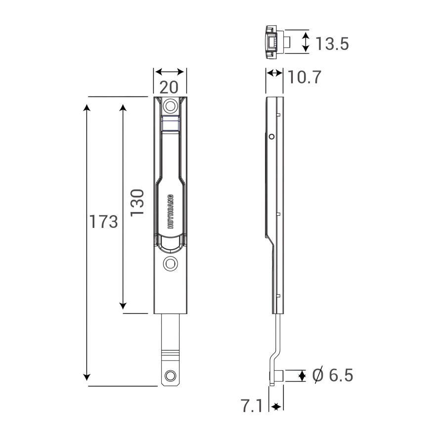 Bản vẽ Chốt bật AP Huy Hoàng 01 hệ 55 Sơn đen