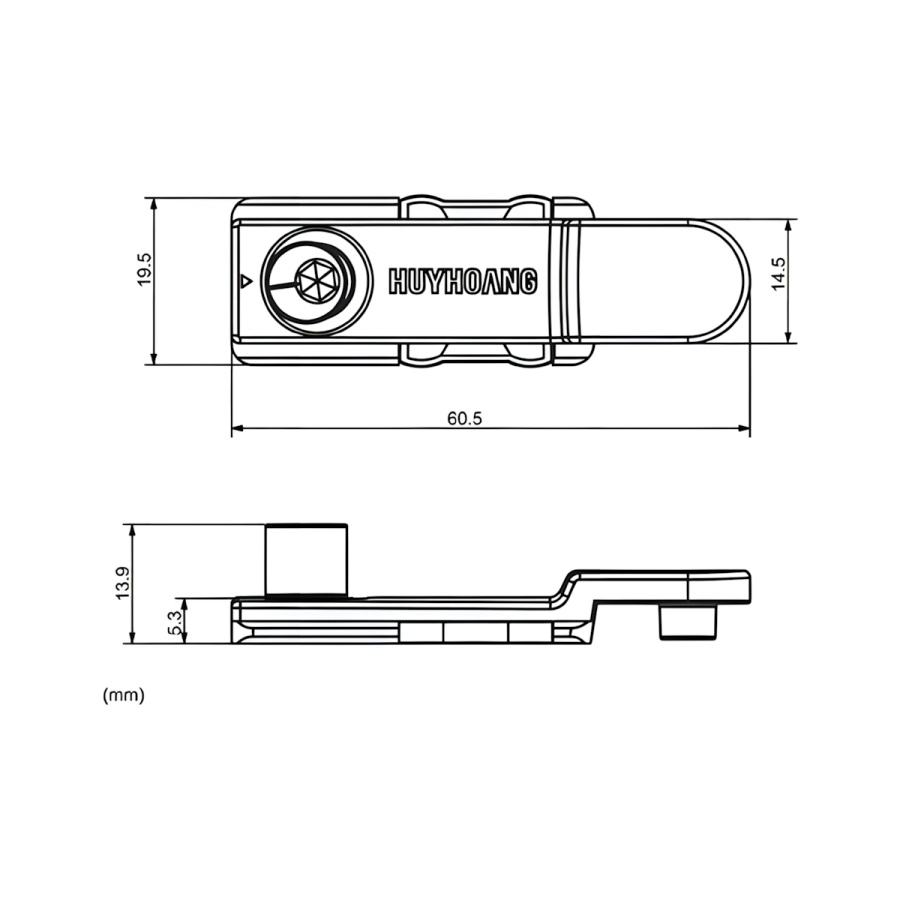 Bản vẽ Đầu khóa biên cho cửa 1 cánh Huy Hoàng DKBD