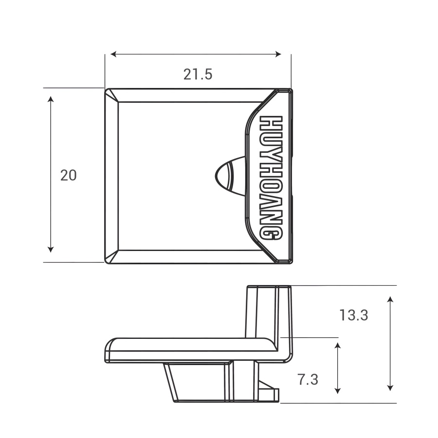 Bản vẽ Vấu hãm cửa Huy Hoàng 2 cánh VHK