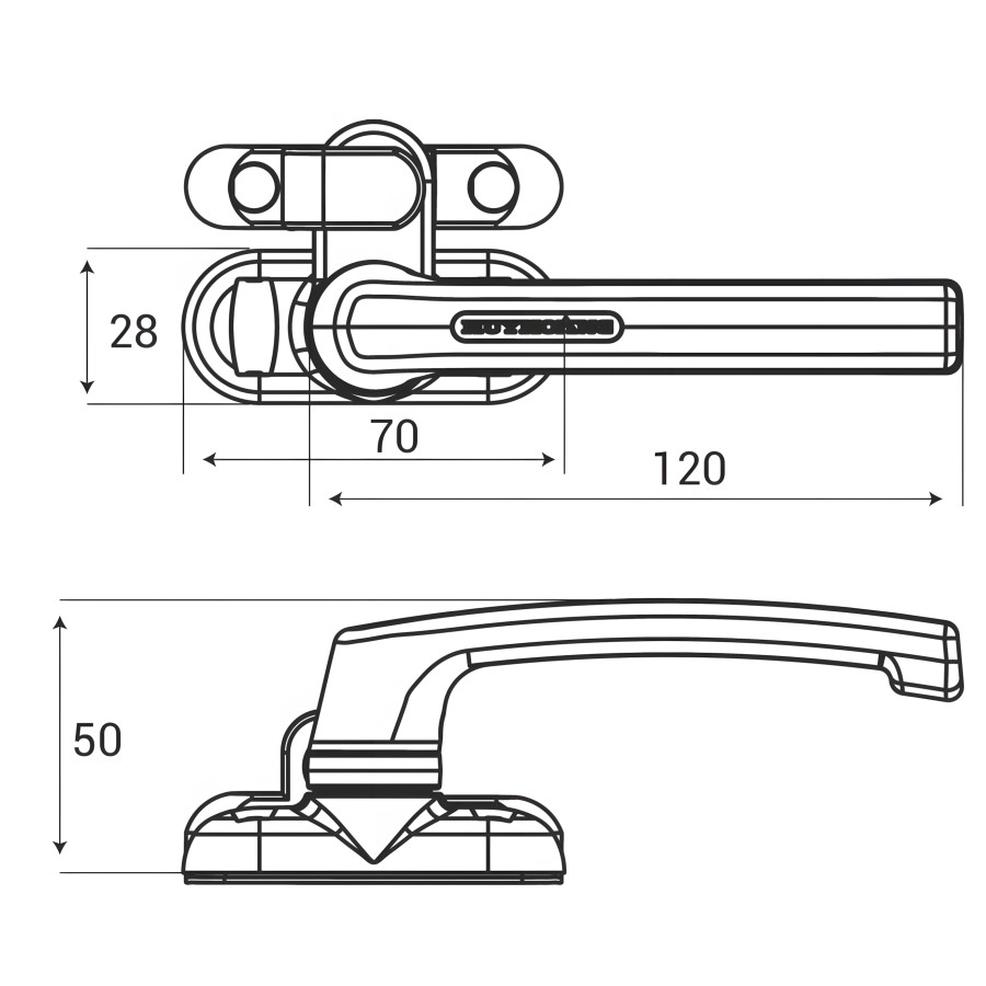 Bản vẽ Khóa tay nắm cửa sổ Huy Hoàng AP02 hệ Xingfa Sơn trắng