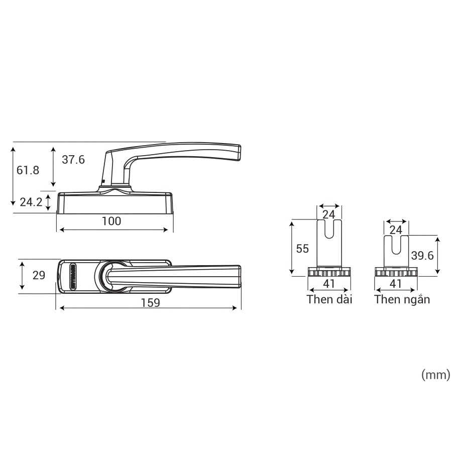 Bản vẽ Khóa tay nắm cửa sổ đa điểm Huy Hoàng APEX68 Điện Zi Titan