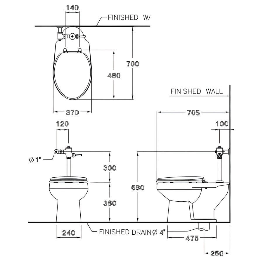 Bản vẽ bồn cầu Cotto C1320